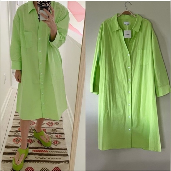 Wray Vibrant Cotton Green Shirt Dress Size Small - Picture 1 of 8